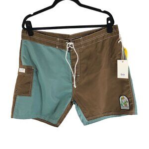 Katin Mens Waterman Trunk Surf Board Shorts Nylon Brown Blue Size 31